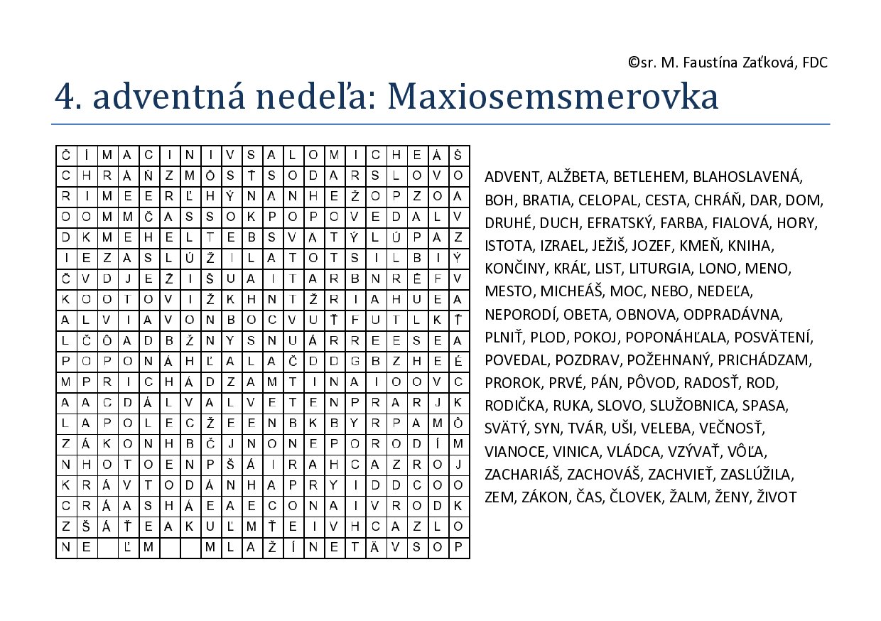 4. adventná nedeľa – Maxiosemsmerovka