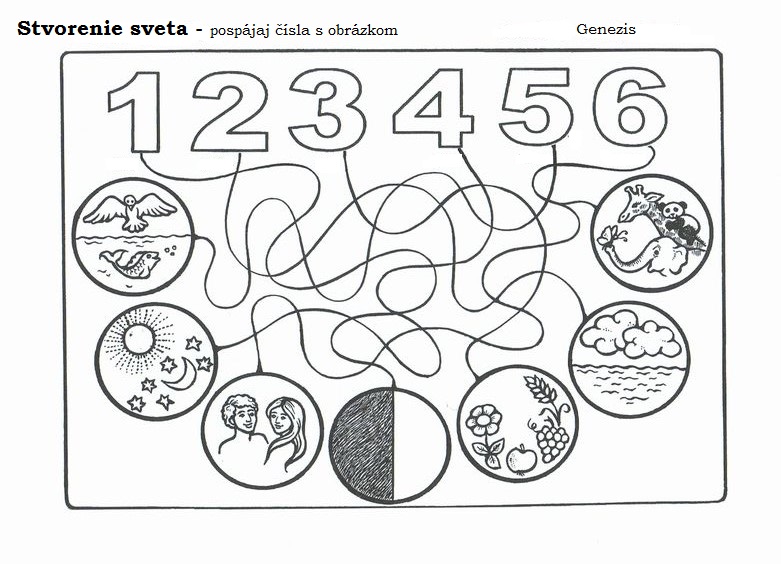 Stvorenie sveta – pospájaj čísla